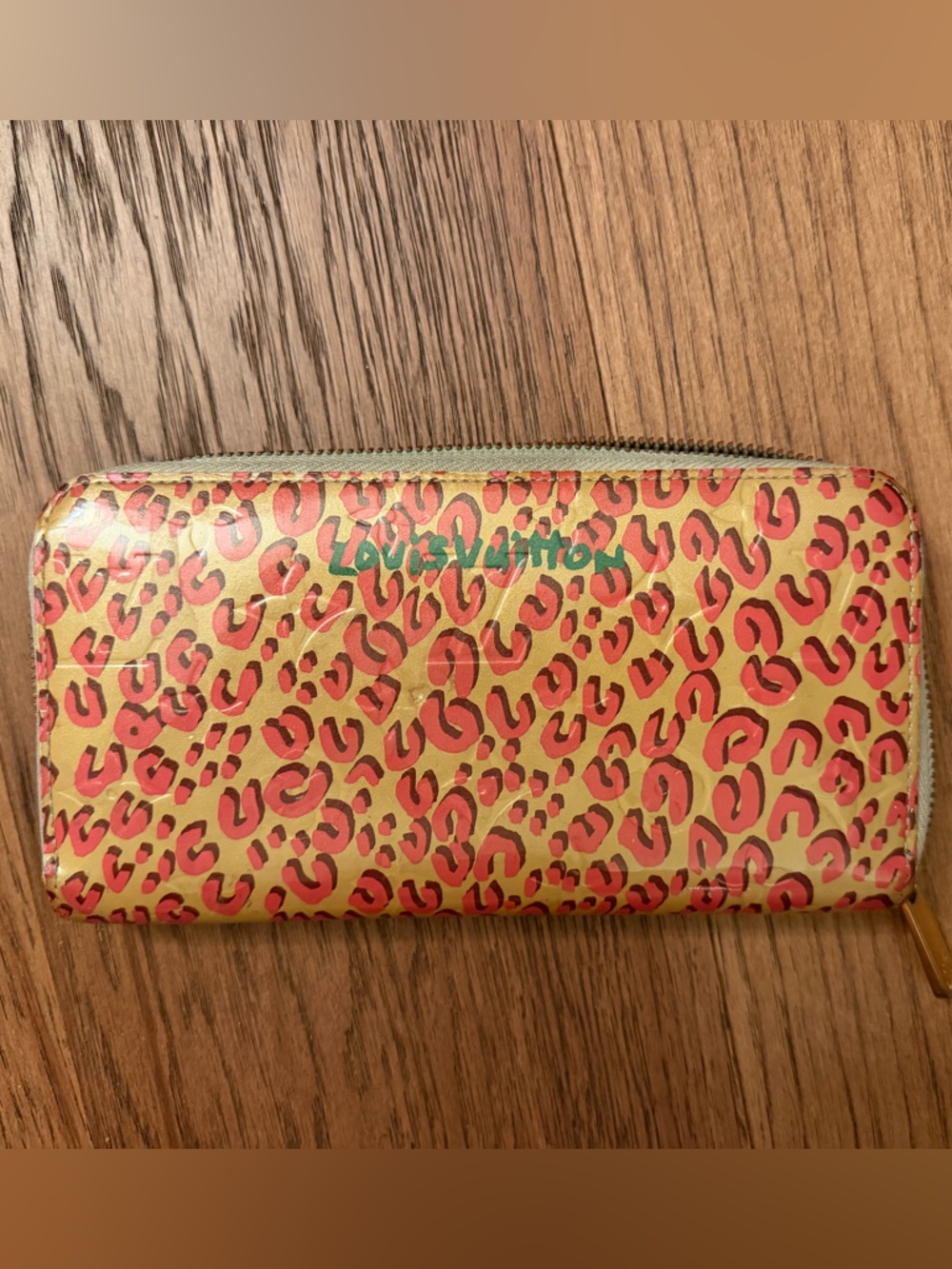 Louis Vuitton Pink Monogram Vernis Leopard Long Zippy Wallet